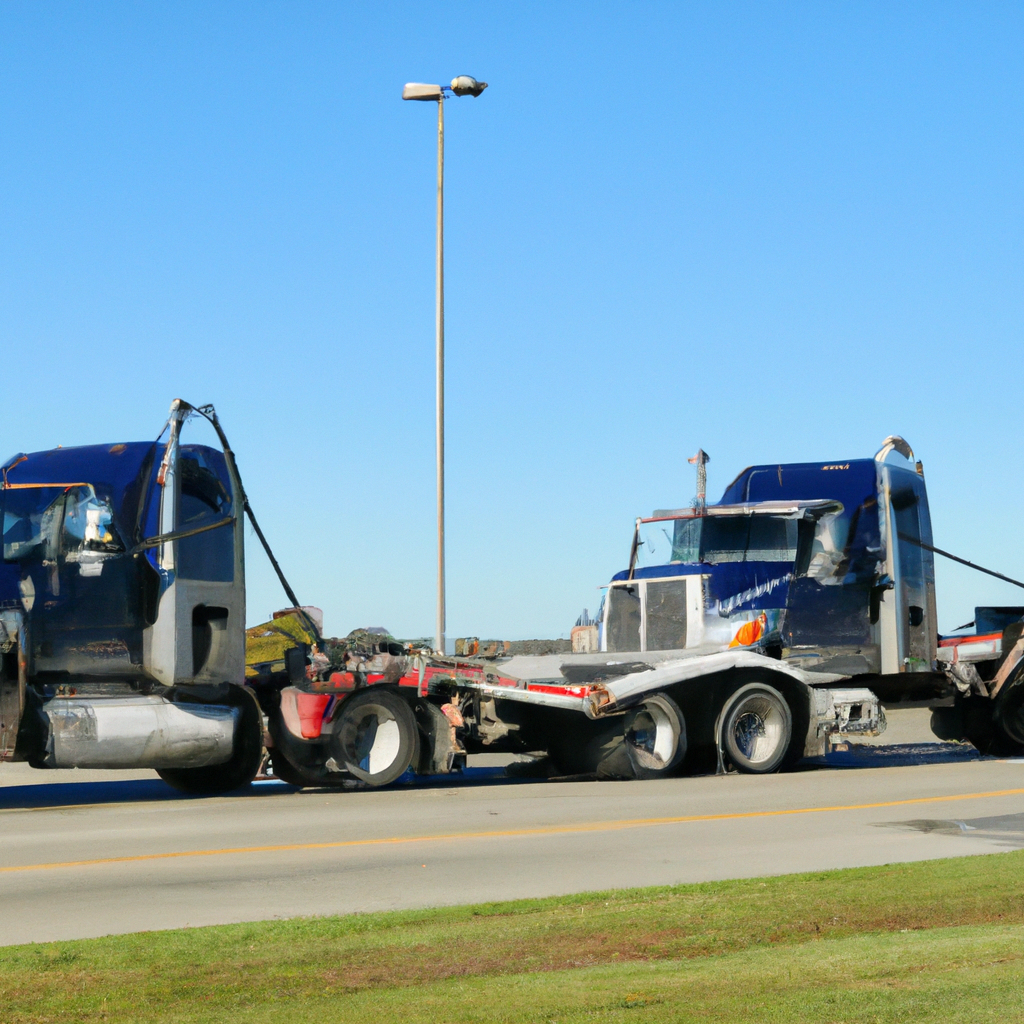 A heavy-duty tow truck assisting a semi.