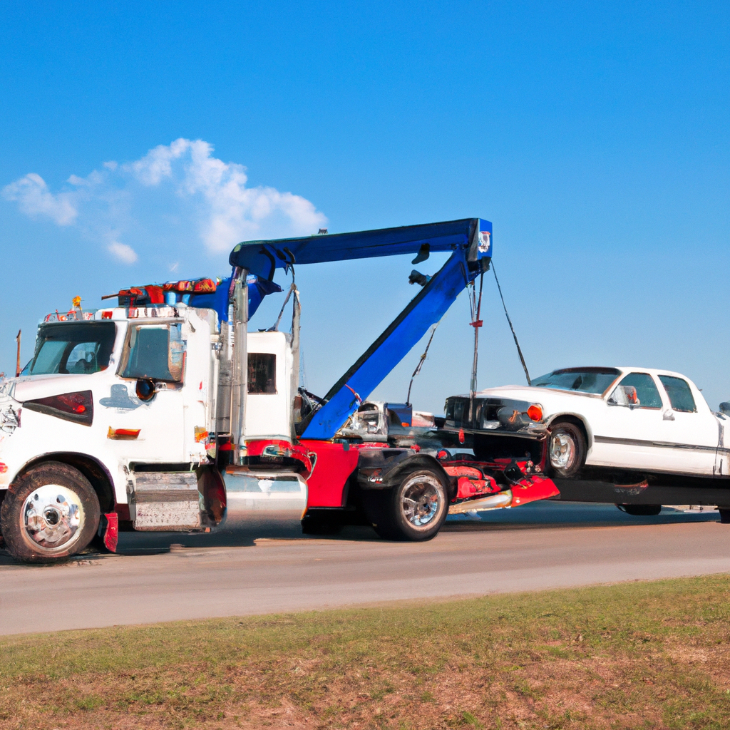A powerful tow truck assisting a semi.