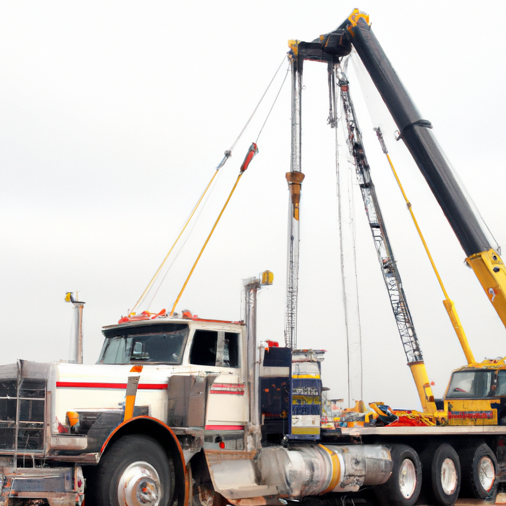 A powerful tow truck lifting a rig.
