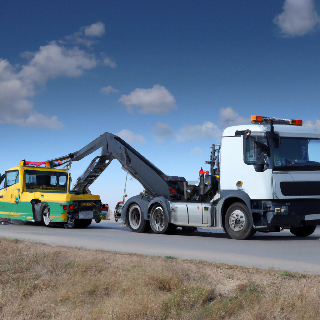 A powerful tow truck rescuing a semi-truck.