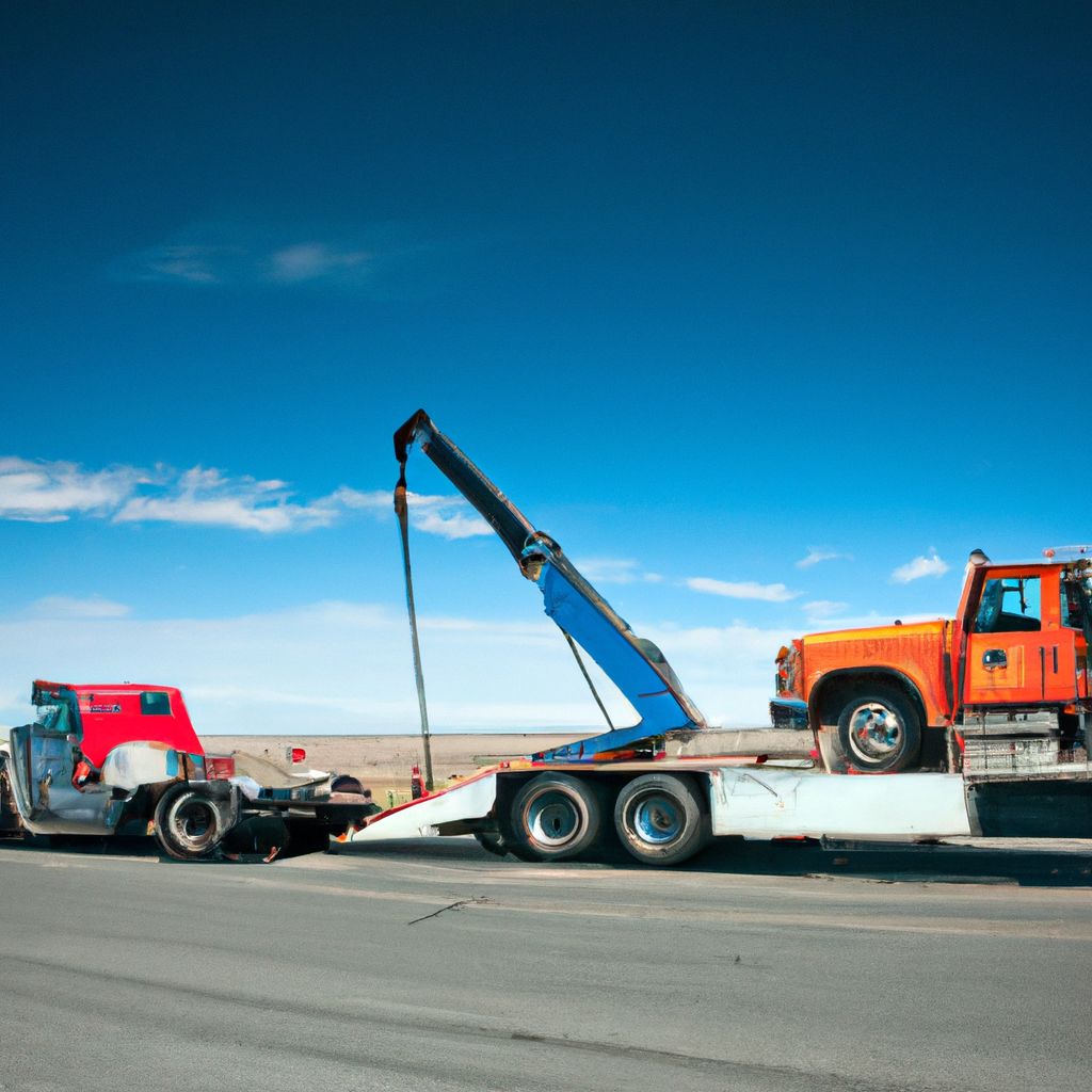 A tow truck rescuing a big rig.