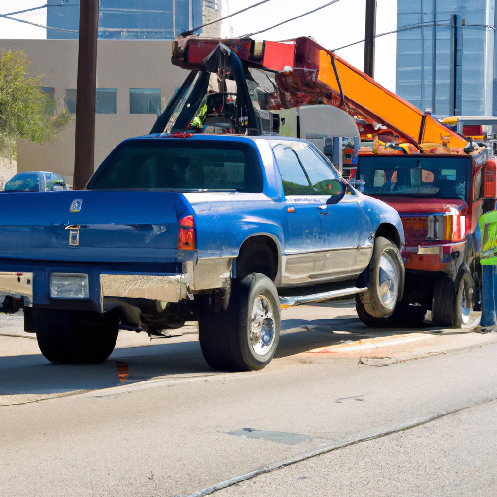 Dallas tow truck assisting a stranded vehicle.