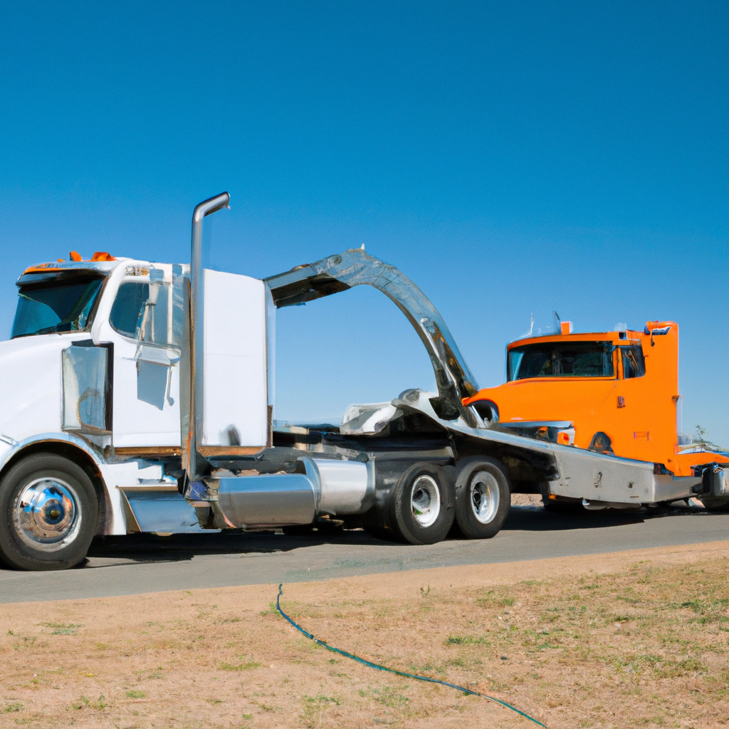 Heavy-duty tow truck assisting a semi.