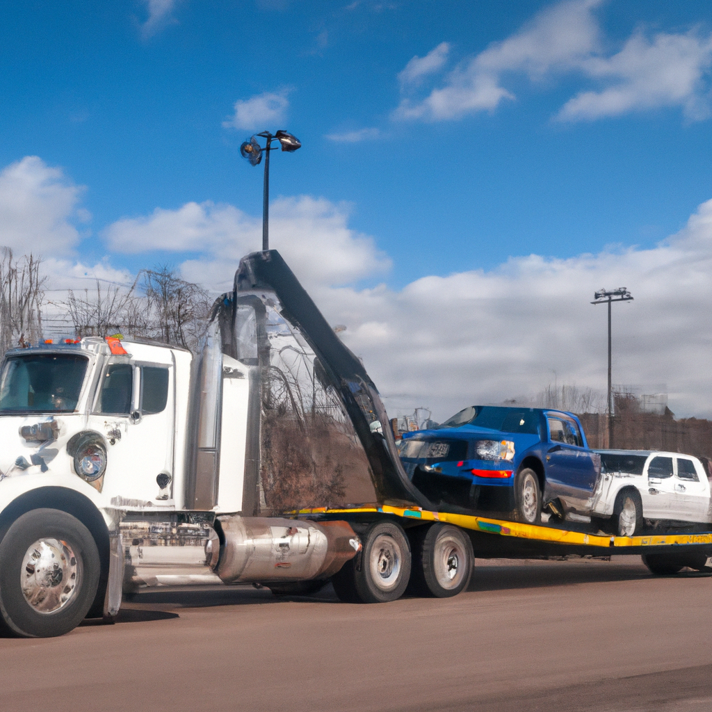 Heavy-duty tow truck assisting a semi-truck.