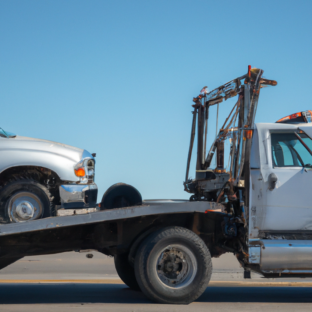 Heavy-duty tow truck assisting broken vehicle.