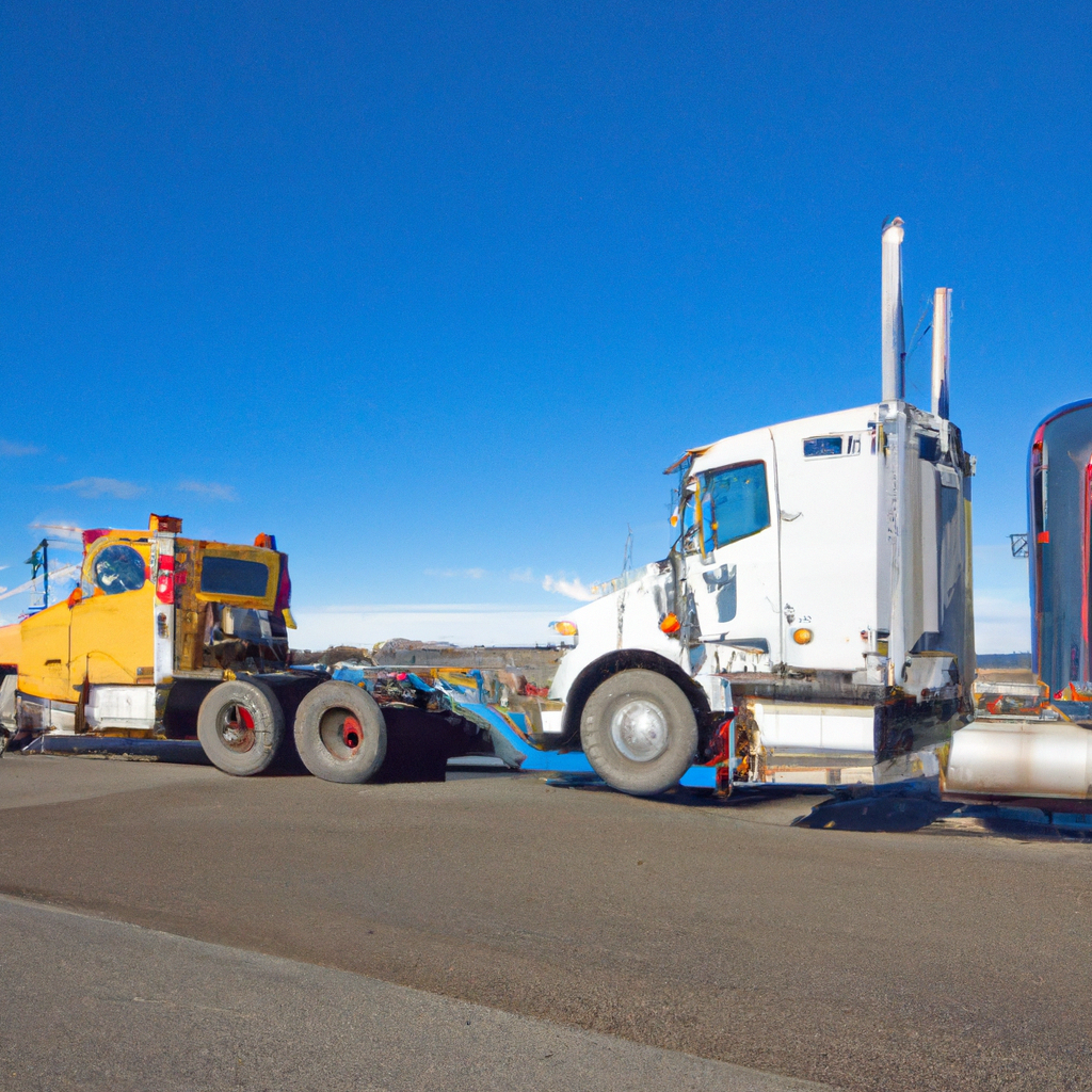 Heavy-duty tow truck assisting stranded semi.