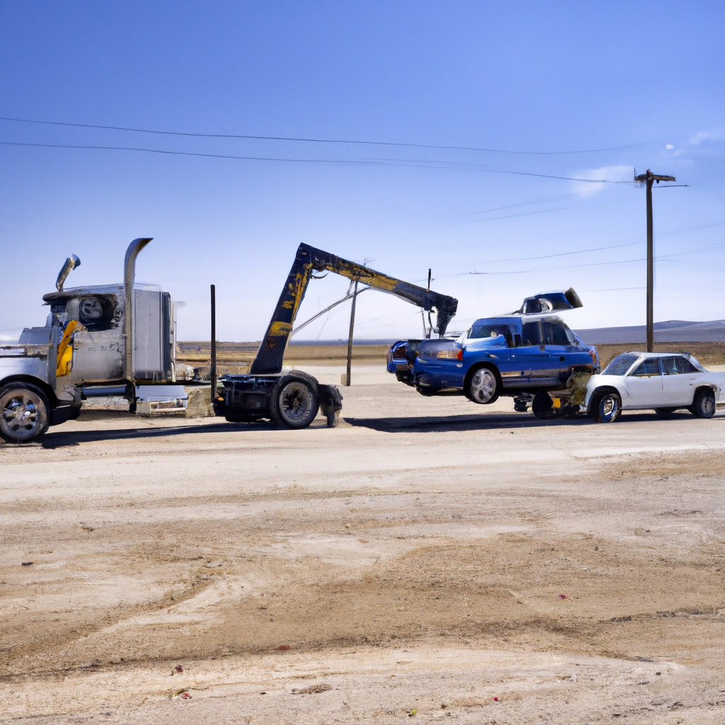 Tow truck assisting a broken-down rig.