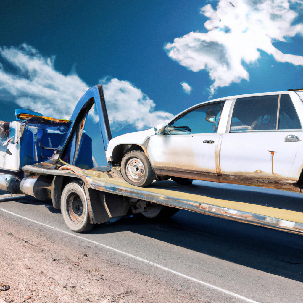 Tow truck assisting a stranded vehicle.