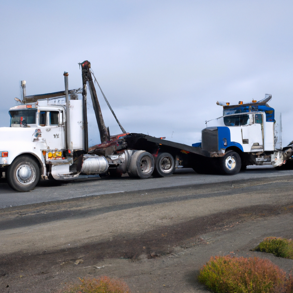 Tow truck rescuing a stranded big rig.